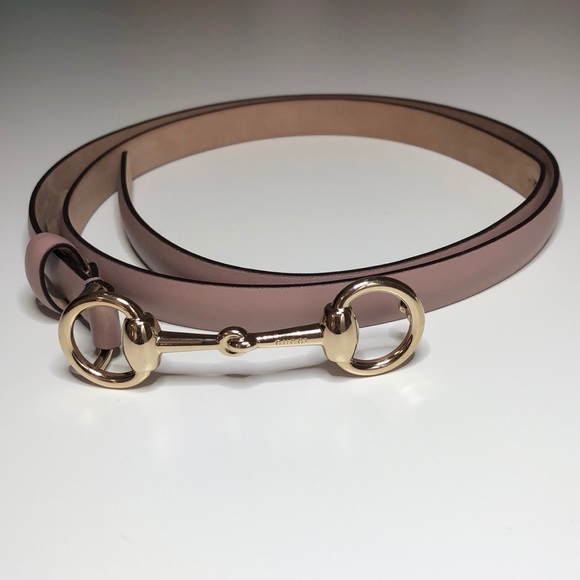 Gucci Accessories - Gucci Pink Gold Tone Horsebit Belt